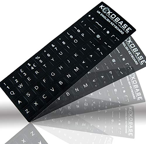 Kokobase® Qwerty English Keyboard Stickers - Self-adhesive UK British Layout Decals for Easy Language Conversion and Keyboard Renewal