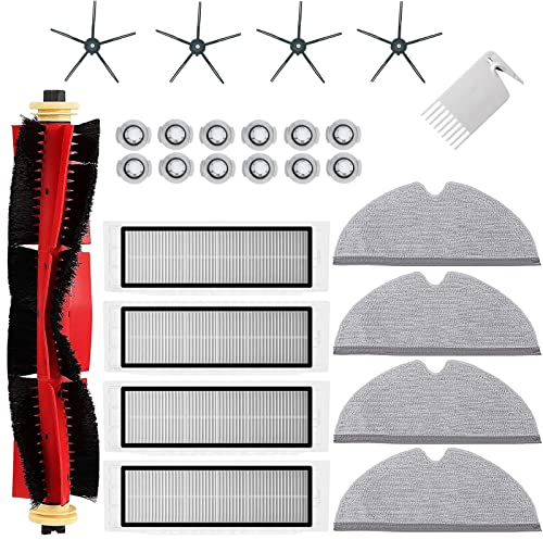 25 Stück Zubehör Ersatzteile Set für Xiaomi Roborock S5 MAX S6 Pure S6 MaxV S5 S6 S60 S65 E2 E4 Staubsauger-Zubehör, Enthalten Wischtücher Mop HEPA Filter Seitenbürste Hauptbürste Wasserfilter