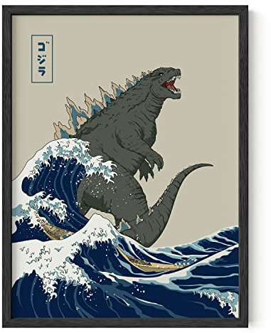 HAUS AND HUES gigantisk konstaffisch – japansk väggkonstaffisch för väggar, japansk konstaffischer för pojkrum, kung av monster affisch, filmtryck väggkonst, klassiska monsteraffischer (utan ram 12 x