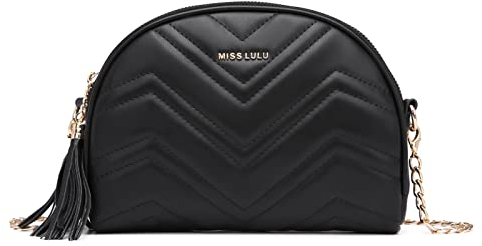 Miss Lulu Umhängetasche Damen, Crossbody Bag Damen PU Leder, Handtasche Mittelgroß Tasche Klein, Goldene Hardware