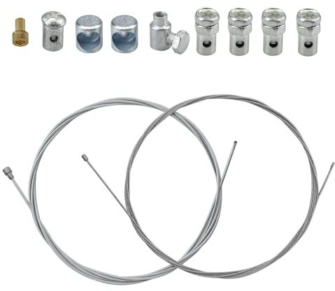 2 Stück 2M Universal Reparaturset Bowdenzug Gaszug Schaltzug Kupplungszug Fahrrad Roller Mofa Moped mit 9x Nippel Motorrad Universal Seilzug für Mofa Moped, Fahrrad, Roller
