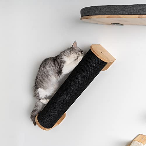 RHRQuality Väggmöbel Klättringsvägg Katt – Vägg Sisalpaal XXL 15 cm Ø – Bärkraft upp till 20 kg – För stora katter – Blackline