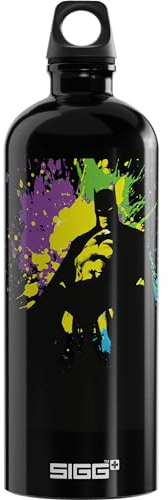 SIGG - Alu Trinkflasche - Traveller Batman Splash - Klimaneutral Zertifiziert - Für Kohlensäurehaltige Getränke Geeignet - Auslaufsicher - Federleicht - BPA-frei - Outdoor - Grau - 1L