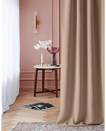 ROOM99 Vorhang mit Kräuselband Laurel 140 x 250 cm Breite x Höhe Verdunkelung Blickdicht Schiebegardinen Curtain Wohnzimmer Schlafzimmer für Schinensystem Beige, 1 Stück
