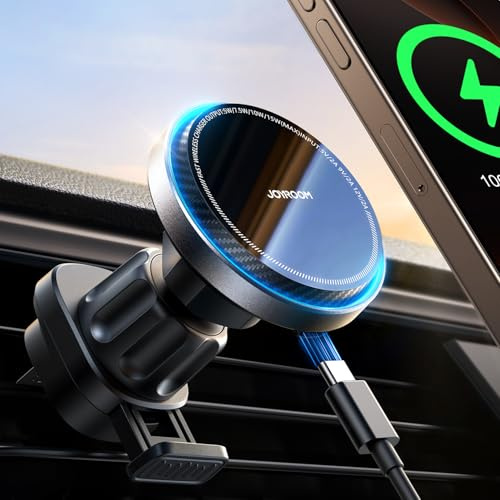 JOYROOM Magsafe Wireless Car Charger [15W Fast Charging & Fan] Magsafe Car Air Vent Holder, Magnetic Wireless Car Charger Compatible with iPhone 17-12 Series