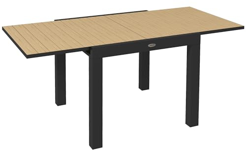 Outsunny Gartentisch Esstisch für 6 Personen Terrassentisch Erweiterbarer Balkontisch bis 70 kg belastbar Aluminium Gelb 81/162 x 80 x 75 cm