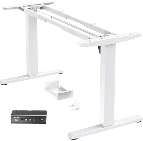 HUANUO Bureau Assis Debout Électrique,Cadre de Bureau Deboutavec Moteur sans Balais,Cadre Réglable en Hauteur avec Capacité de 100 kg pour Plateaux de 110 * 220 cm, Cadre Seul