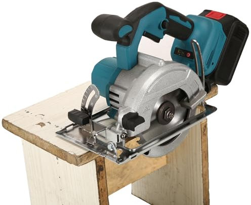 WFUAHA Scie Circulaire, Outils Électriques, Scie Circulaire À Main Professionnelle, Scie Électrique sans Fil De 4,9, Coupe en Biseau De 0 À 45°, 4000 TR/Min, Batterie De 4,0 Ah, pour Couper Le Bois