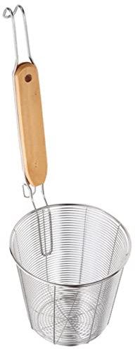 OFFSCH Cesta Coladora Para Pasta y Fideos Acero Inoxidable Grande Con Mango De Madera Resistente Seguro Cocina Utensilios Para Cocinar Pasta y Escurrir Alimentos