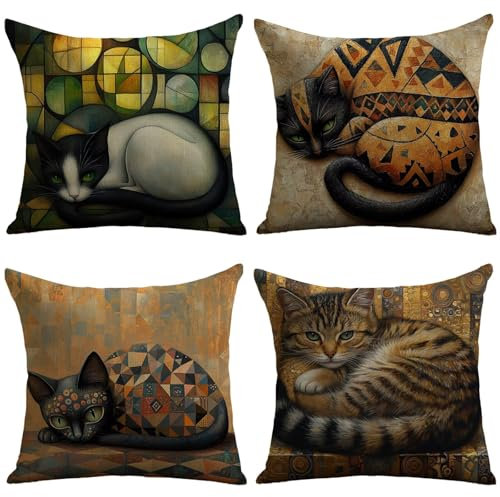 Cuscini Esterno Geometria Federe Cuscini Divano 70x70cm Cuscino Divano Gatto Velluto Copricuscini Decorativi Doppia Faccia Stampa Fodera per Cuscino per Sedia Camera Arredo Esterni Giardino JL-615