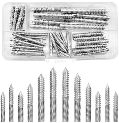 40 Pcs M4 M5 M6 Hanger Bolts, Double Sided Screws, Stainless Steel Screw Self-Tapping Double Ended Screw for Wood Joints(30/40/50/60mm)