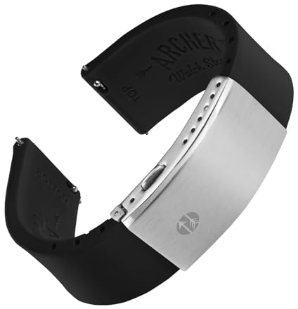 Archer Watch Straps - Bracelets en Silicone Ajustables Sur Mesure à Dégagement Rapide (Noir, 22mm)
