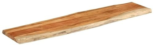 Eleganz Tablero de mesa de madera maciza 160 x 40 x 3,8 cm, rectangular de acacia con borde de árbol, superficie natural para cocina, salón u oficina, duradero y respetuoso con el medio ambiente