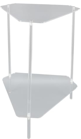 Mesa Auxiliar Minimalista Transparente de 2 Niveles, Mesa Esquinera Pequeña de Acrílico, Auxiliar Esquinera de Fácil Montaje para Espacios Pequeños, Decoración Elegante para Sala de Estar,