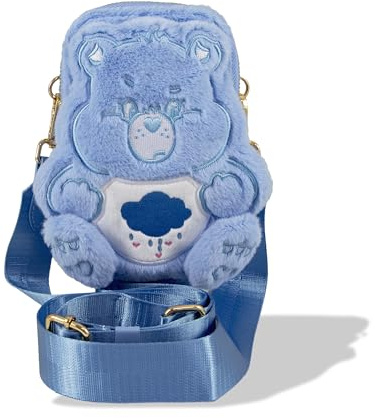 Sonix x Care Bears Plush Phone Pouch - Fuzzy Crossbody Shoulder Bag, Furry Universal Smartphone Travel Purse Wallet | Grumpy Bear - Blue