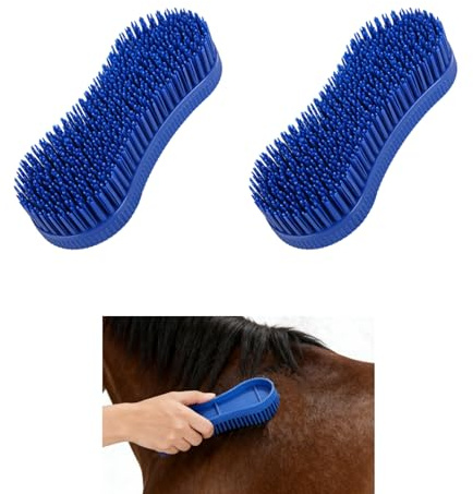 2 Pcs Blue Magic Horse Hair Brush Set, Horses Grooming Brushes, Horse Brush for Grooming, Equestrian Massage Tool Mane and Tail Detangler