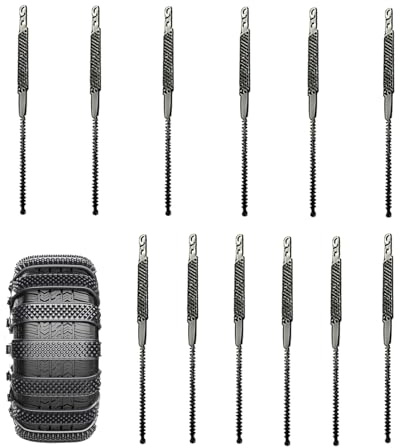 Catene da Neve,12 Pezzi Riutilizzabili Design a Denti Elastici Universali,Cinghie di Fissaggio per Ruote Auto e Catene Pneumatici - per Auto Camion SUV Van in Inverno su Strade con Neve Fango Ghiaccio