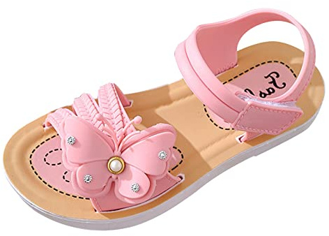 Children's Sandals Girls - Beach Shoes with Flowers Summer Shoes Fashionable Children's Sandals Non-Slip Sandals Barefoot Sandals Outdoor Trekking Children's Shoes Lightweight Girls Shoes, pink, 1.5
