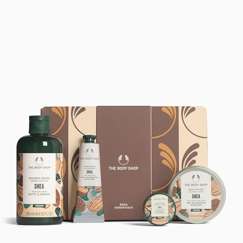 Shea Essentials Gift Set, 4-Piece Body Care Set for Dry Skin (Worth £29.5) | Shower Cream 250ml, Body Butter 50ml, Hand Balm 30ml and Lip Butter 10ml, by The Body Shop
