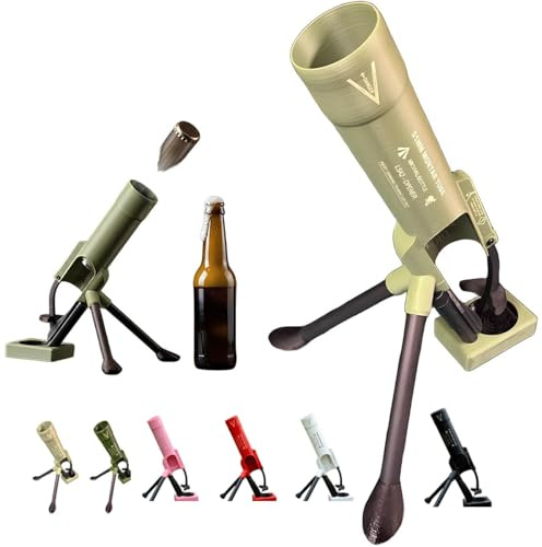 Flasköppnare för ölflaska, 51 mm mortel ölöppnare rolig murbruksflaskor handsfree tryck taktisk keps för hemmafest bar skrivbordsdekor (Khaki)