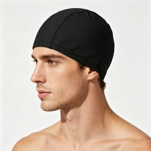 Fabric Swimming Cap，Swimming Hat Lightweight Bathing Caps for Women Men - Comfortable, Durable & High Elastic，Ideal for Use in Swimming Pools or Open Water
