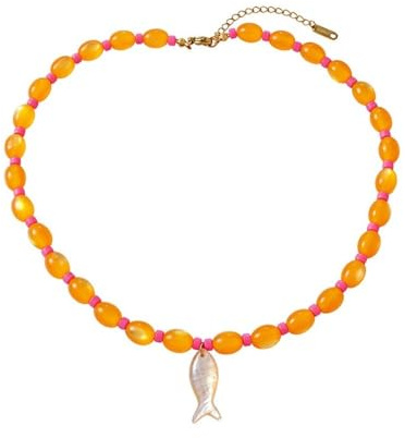 Dazhua sommar fisk snäcka sjöstjärna halsband, färgglada pärlor boho-smycken