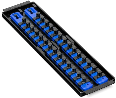 Ernst Manufacturing - 8496 Socket Boss 2-Rail 3/8-Inch-Drive Socket Organizer, 13-Inch, Blue