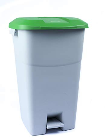 Tayg poubelle de 60 litres avec pédale, base grise et couvercle vert