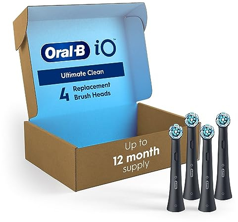 Oral-B iO Series Ultimate Clean Electric Toothbrush Replacement Brush Heads for an Oral-B Electric Toothbrush, 4 Count, Black