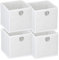 Murago - 4er Set Faltbox ca. 15x15x15 cm Weiß - Würfel Aufbewahrungsbox faltbar Einschub Korb Schubladen Unterwäsche Organzier Boxen Stoff Regalkorb Klappbox klein