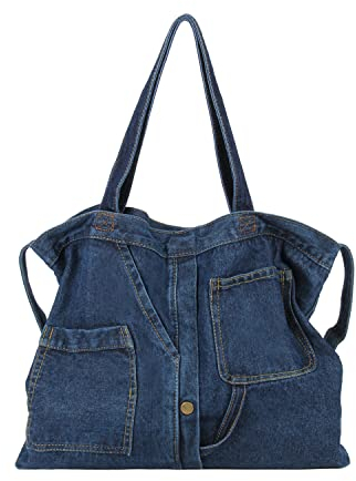LHHMZ Denim Hobo Bags für Damen Retro Jean Umhängetasche Casual Jean Tote Handtaschen Denim Freizeittaschen für Teenager-Mädchen