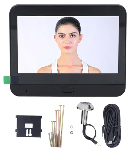 Fockety Visor de Puerta Digital, Cámara de Mirilla de Puerta Inteligente WiFi 1080P HD, con Pantalla LCD de 4,3 Pulgadas, Visión Nocturna, Detección de Movimiento, Gran Angular de 120°