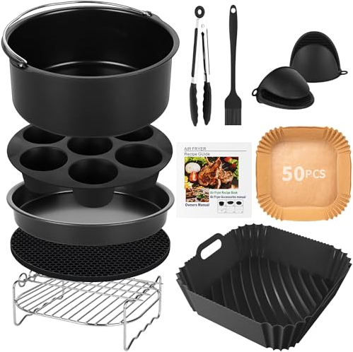 Airfryer Lot de 10 accessoires pour friteuse à air chaud XL et XXL de 20,3 cm, compatible avec COSORI 4,7 L Philips 6,2 l