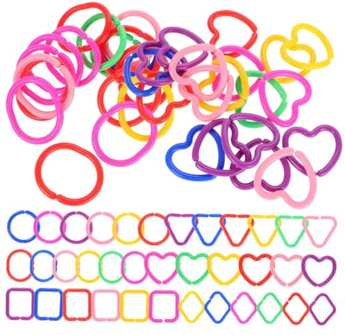 Toddmomy Chaîne Plastique Géométrique 100 Pièces pour Bébés Anneaux à Maillons, Jouet Éducatif Favorisant la Coordination Main-œil, pour Poussette et Maison