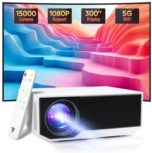 Wielio Proiettore Full HD 1080P con supporto 4K, Bluetooth e WiFi, display HD 18000 lumen, supporto 30-200 pollici, compatibile con iOS/Android/Laptop/Xbox