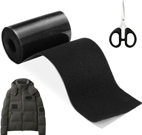 Flicken Selbstklebend Stoff, 10x200cm Textilklebeband Wasserdicht, Reißfest Schwarz Gewebeklebeband, Gewebe-Reparaturband für Sofa, Autositze, Zelt, Markise, Segeltuch, Daunenjacke, Löcher in Stoff