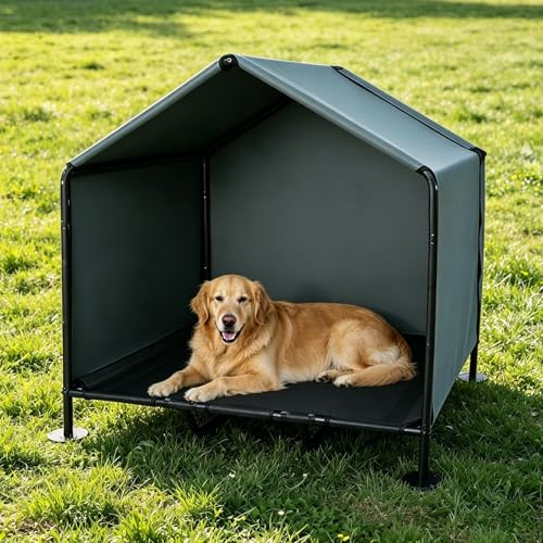 Hundehütte Outdoor mit Hundebett für Kleine bis Große Hunde und Katzen