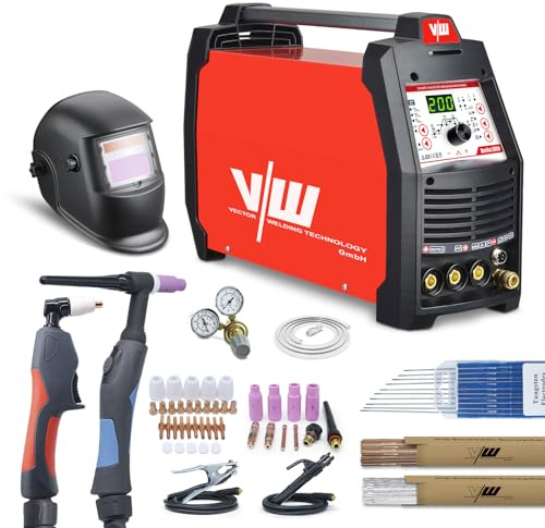 WIG Profi Schweißgerät DC 200 A SET, Kombigerät Plasmaschneider 50 A, Pulsfunktion, Stroman- & Abstieg- Inverter, Berlin 2400, VECTOR WELDING