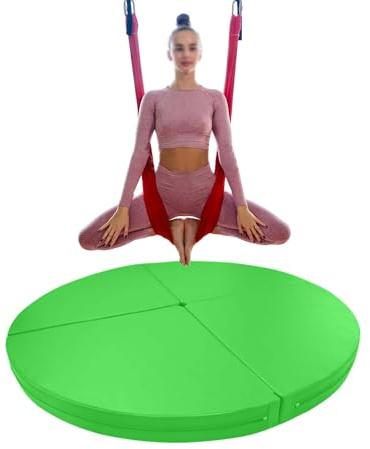 Pole dance-matta, stor vattentät luft-yogaring och pole dance-matta - extra tjock mottagningskudde för hemmagym, golvskydd för övningar