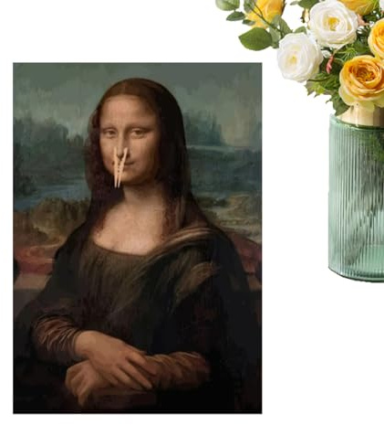 Generisk badrumsdekoration | humoristisk Mona Lisa grafik | Näsplockande badrumsbilder väggdekoration, dekoration för hotell bondgård lägenhet fest, jul inflyttning