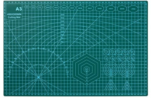 YIKUBO Cutter Mat, A3 Size, Double-Sided Printing,Craft Cutting Mat with Grid Lines Fixed, Non-Slip, for Plastic Model Tools, A3 Mat, 45 * 30cm*3mm Green