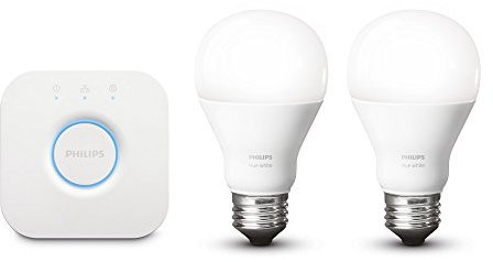 Philips Hue White A19 E27 60 W Equivalent Smart Bulb Starter Kit (2 Hue White Bulbs and a Bridge, Compatible with Amazon Alexa, Apple HomeKit and Google Assistant)
