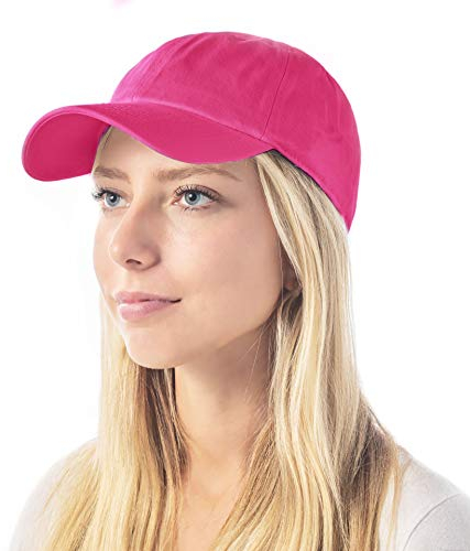 Cotton Baseball Cap Dad Hat – Washed Low Profile Adjustable Hat for Men Women Casual Outdoor Running Golf(Fuchsia)