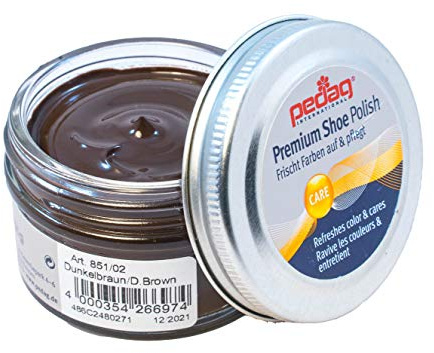 pedag Esmalte en crema para zapatos fabricado en Alemania, Marrón oscuro, 50ml/1.7oz