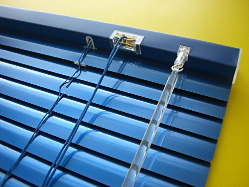 Alu Jalousie dunkel blau Marine - Breite 50 bis 240 cm - Höhe 130/160 / 220 cm - Tür Fenster Rollo Jalousette Aluminium Fensterjalousie Lamellen Metall (90 x 130 cm)