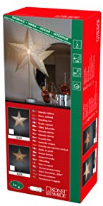 Konstsmide Papierstern, silber, stehend, weißes Marmorfundament, mit an/aus Schalter, Silber, 230V, Innen (IP20), , schwarzes Kabel - 1760-320