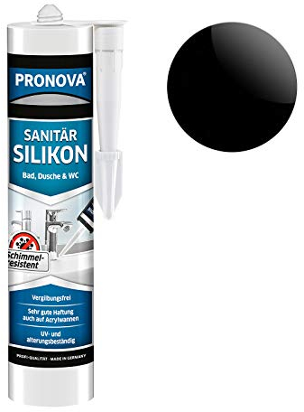 Sanitär Silikon Schwarz - Silikon zum Abdichten & Verfugen im Bad Sanitär- und Küchenbereich ideal für zahlreiche Anwendungen Fugen innen & außen und Baustoffe 300ml (1)