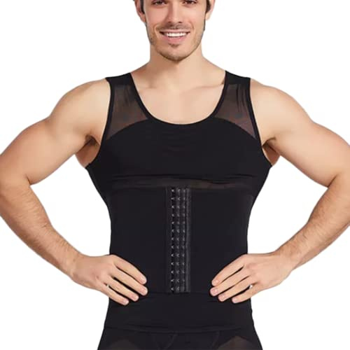 Miederbody Shapewear figurformare för män magkontroll undertröja topp midjeformare(Color:黑色,Size:XXL)