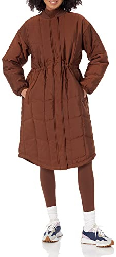 Amazon Essentials Women's Oversized Quilted Coat (Available in Plus Size), Deep Brown, Large