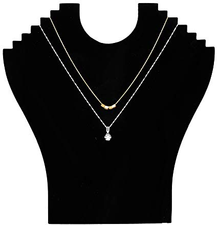 FILFEEL Jewelry Bust Necklace Pendant Chain Display Stand Flannel Jewelry Holder Rack Black 24 X 23cm